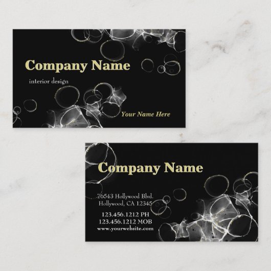 Moderne Abstracte witte zwarte en goudalcoholinkt Visitekaartje (Voorkant / Achterkant)