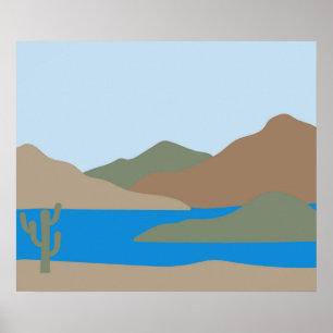 Moderne Abstracte Woestijn Oceaan Strand Landschap Poster
