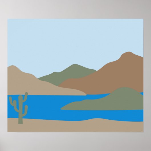 Moderne Abstracte Woestijn Oceaan Strand Landschap Poster (Voorkant)