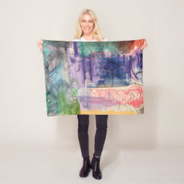 Moderne Abstracte Worpdeken Fleece Deken
