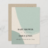 MODERNE ABSTRACTE ZACHTE AQUA BLAUWE KRAFT BABY SH UITNODIGING BRIEFKAART (Voorkant / Achterkant)