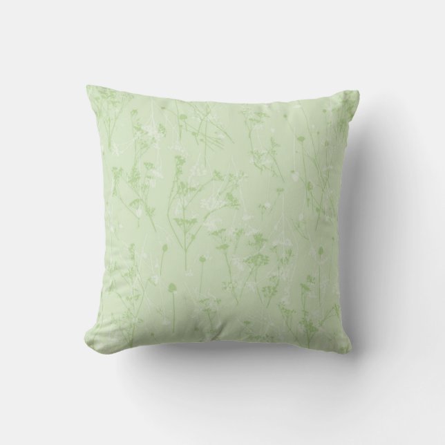 Moderne Abstracte zachte salie groene wilde bloeme Kussen (Voorkant)