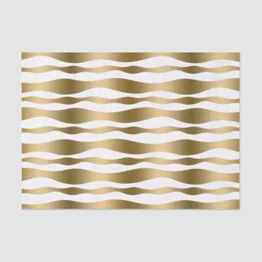 Moderne Abstracte Zebrastripes, wit en goud Tissuepapier (Voorkant)