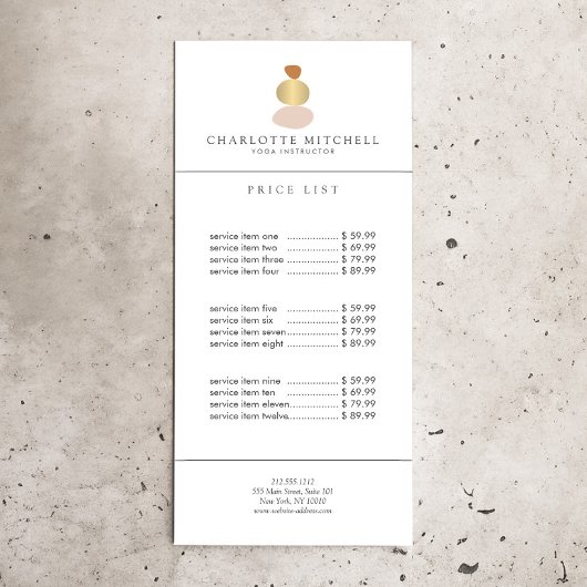 Moderne Abstracte Zen Stenen Gouden Logo Yoga, Mas Reclamekaart