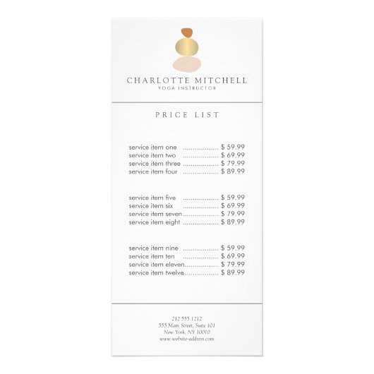 Moderne Abstracte Zen Stenen Gouden Logo Yoga, Mas Reclamekaart (Voorkant)