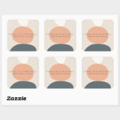 Moderne Abstracte Zen Stenen Perzik/Blauw Logo Vierkante Sticker (Vel)