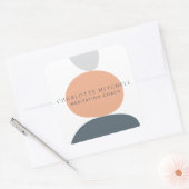 Moderne Abstracte Zen Stenen Perzik Logo Vierkante Sticker (Envelop)