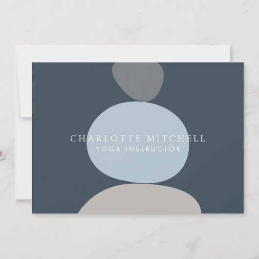 Moderne Abstracte Zen Stones Blauw Logo Notitiekaartje (Voorkant)