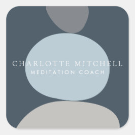 Moderne Abstracte Zen Stones Blauw Logo Vierkante Sticker