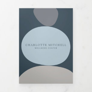 Moderne Abstracte Zen Stones Blue Wellness Brochur Drieluik Kaart