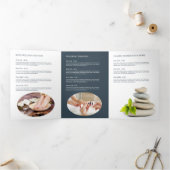 Moderne Abstracte Zen Stones Blue Wellness Brochur Drieluik Kaart (Binnen)