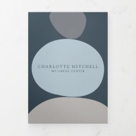 Moderne Abstracte Zen Stones Blue Wellness Brochur Drieluik Kaart