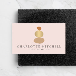Moderne Abstracte Zen Stones Gold en Roze Logo Yog Visitekaartje