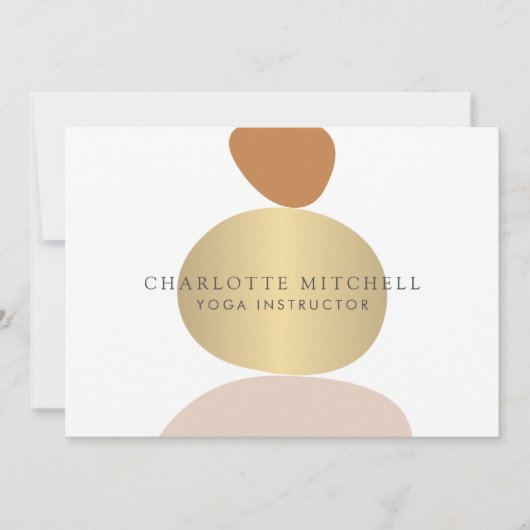 Moderne Abstracte Zen Stones Gold Logo Notitiekaartje (Voorkant)