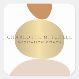 Moderne Abstracte Zen Stones Gold Logo Vierkante Sticker