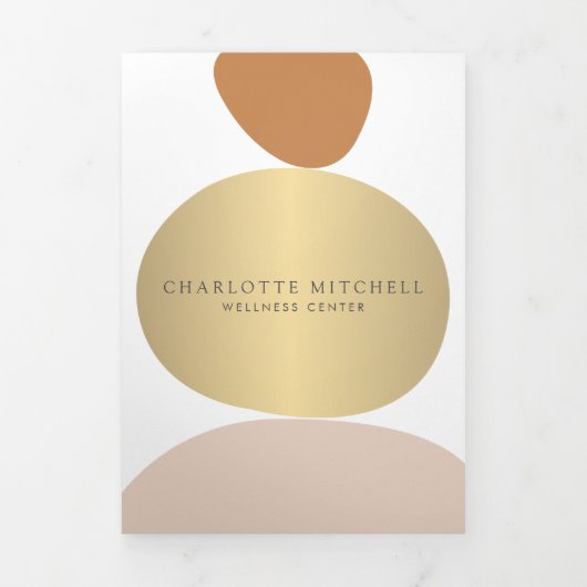 Moderne Abstracte Zen Stones Gold Wellness Brochur Drieluik Kaart (Cover)
