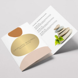 Moderne Abstracte Zen Stones Gold Wellness Brochur Drieluik Kaart