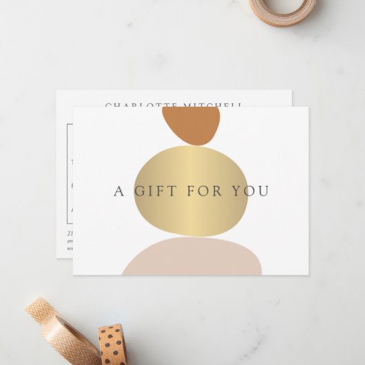 Moderne Abstracte Zen Stones Gold Yoga Gift Kaart Notitiekaartje (Voorkant / Achterkant in situ)