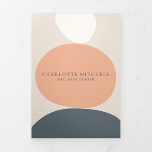 Moderne Abstracte Zen Stones Peach/Blue Brochure Drieluik Kaart