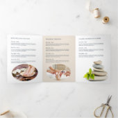 Moderne Abstracte Zen Stones Peach/Blue Brochure Drieluik Kaart (Binnen)