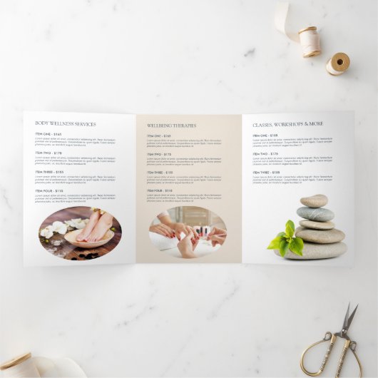 Moderne Abstracte Zen Stones Peach/Blue Brochure Drieluik Kaart (Binnen)