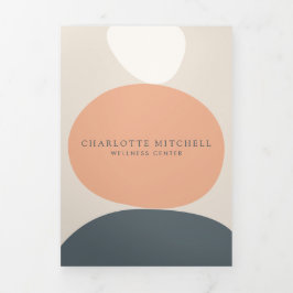 Moderne Abstracte Zen Stones Peach/Blue Brochure Drieluik Kaart