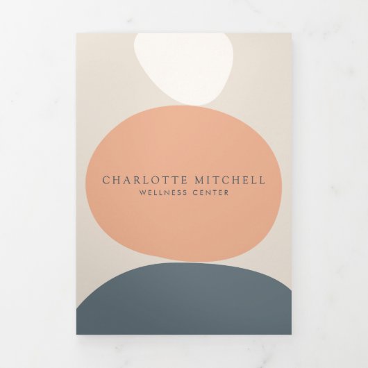 Moderne Abstracte Zen Stones Peach/Blue Brochure Drieluik Kaart (Cover)