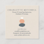 Moderne Abstracte Zen Stones Peach/Blue Logo Yoga Vierkante Visitekaartje (Achterkant)