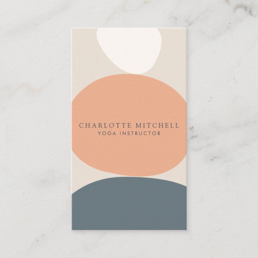 Moderne Abstracte Zen Stones Peach/Blue Logo Yoga Visitekaartje (Voorkant)