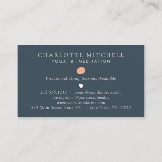 Moderne Abstracte Zen Stones Peach/Blue Logo Yoga Visitekaartje (Achterkant)