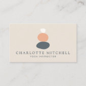 Moderne Abstracte Zen Stones Peach/Blue Logo Yoga Visitekaartje (Voorkant)