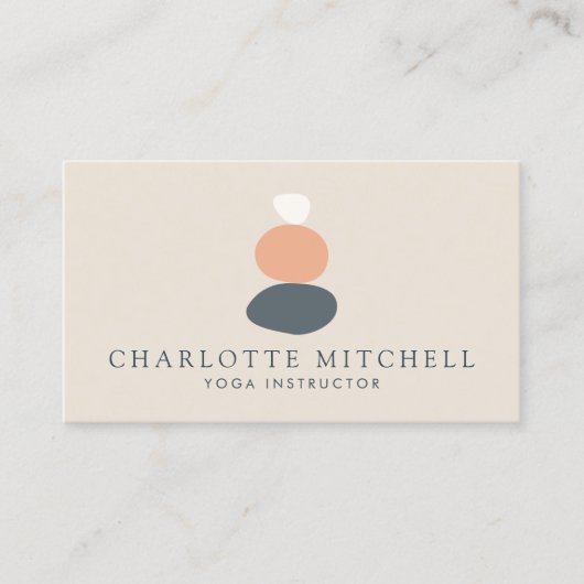 Moderne Abstracte Zen Stones Peach/Blue Logo Yoga Visitekaartje (Voorkant)