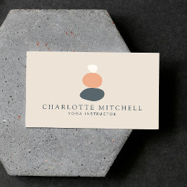 Moderne Abstracte Zen Stones Peach/Blue Logo Yoga Visitekaartje