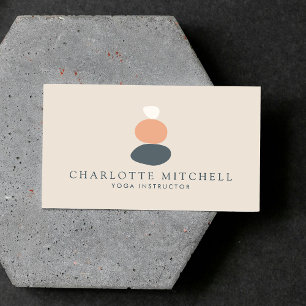 Moderne Abstracte Zen Stones Peach/Blue Logo Yoga Visitekaartje
