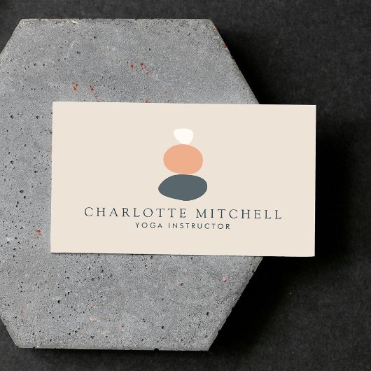 Moderne Abstracte Zen Stones Peach/Blue Logo Yoga Visitekaartje