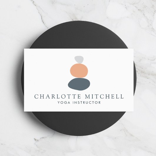 Moderne Abstracte Zen Stones Peach Logo Life Coach Visitekaartje