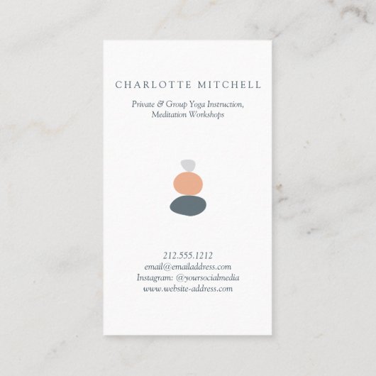 Moderne Abstracte Zen Stones Peach Logo Life Coach Visitekaartje (Achterkant)