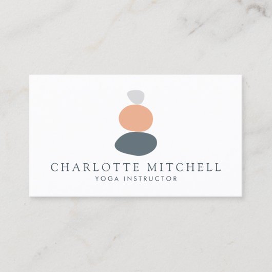 Moderne Abstracte Zen Stones Peach Logo Life Coach Visitekaartje (Voorkant)
