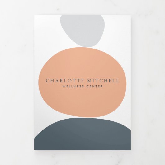 Moderne Abstracte Zen Stones Peach Wellness Brochu Drieluik Kaart (Cover)