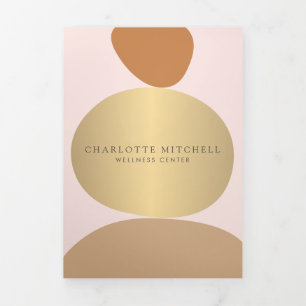 Moderne Abstracte Zen Stones Pink Wellness Brochur Drieluik Kaart