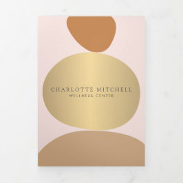 Moderne Abstracte Zen Stones Pink Wellness Brochur Drieluik Kaart