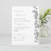 Moderne Abstracte zilveren witte foto bruiloft Kaart (Staand voorkant)