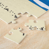 Moderne abstracte zonnestrandretro-oceaanpuzzel legpuzzel (Zijkant)