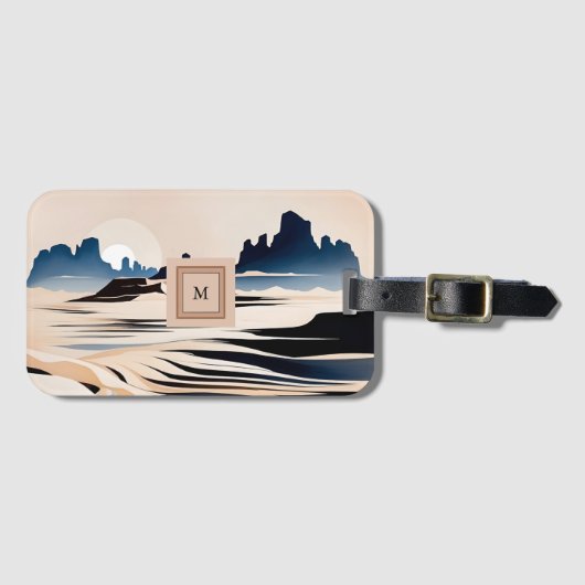 Moderne abstracte zuidwestelijke woestijnmonogram bagagelabel (Voorkant (horizontaal))