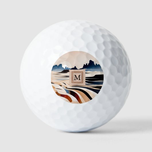 Moderne abstracte zuidwestelijke woestijnmonogram golfballen (Voorkant)