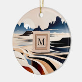 Moderne abstracte zuidwestelijke woestijnmonogram keramisch ornament (Links)