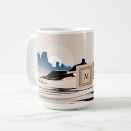 Moderne abstracte zuidwestelijke woestijnmonogram koffiemok