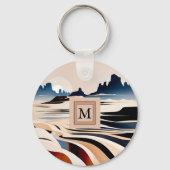 Moderne abstracte zuidwestelijke woestijnmonogram sleutelhanger (Voorkant)