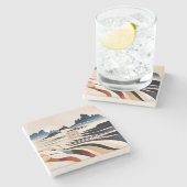 Moderne abstracte zuidwestelijke woestijnmonogram stenen onderzetter (Zijkant)