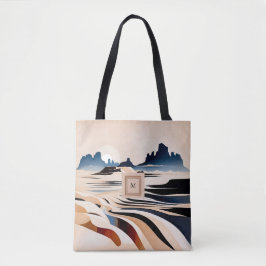 Moderne abstracte zuidwestelijke woestijnmonogram tote bag